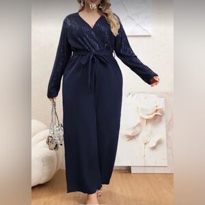 Navy blue sequin jumpsuit